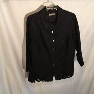 Kate Hill Black linen jacket lace detail worn once